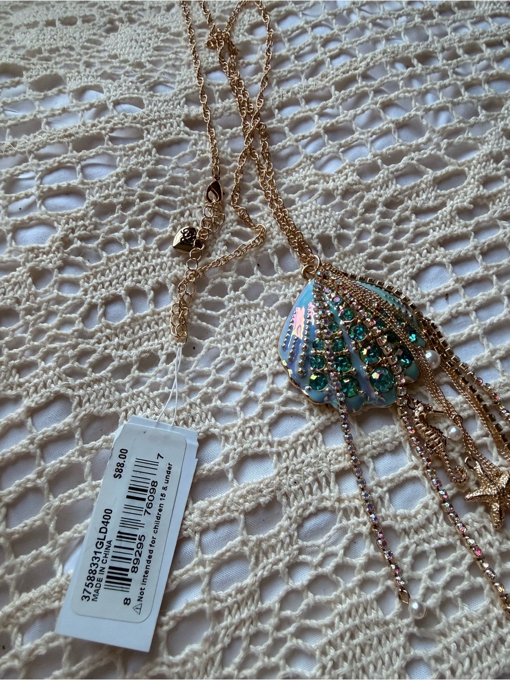 Betsey Johnson Mermaid Embellished Shell Pendant Necklace - Picture 2 of 7